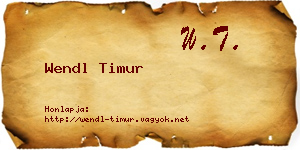 Wendl Timur névjegykártya